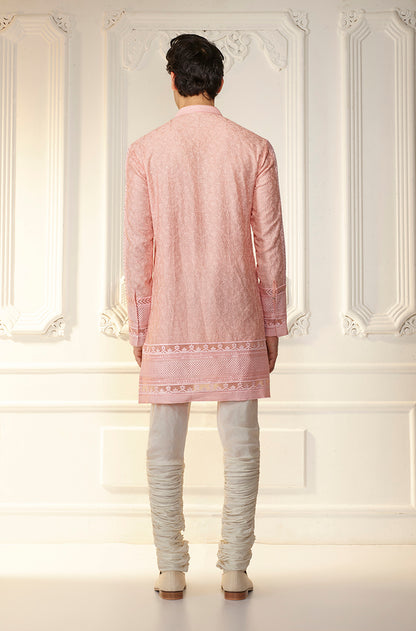 Coral Self Textured Kurta Set