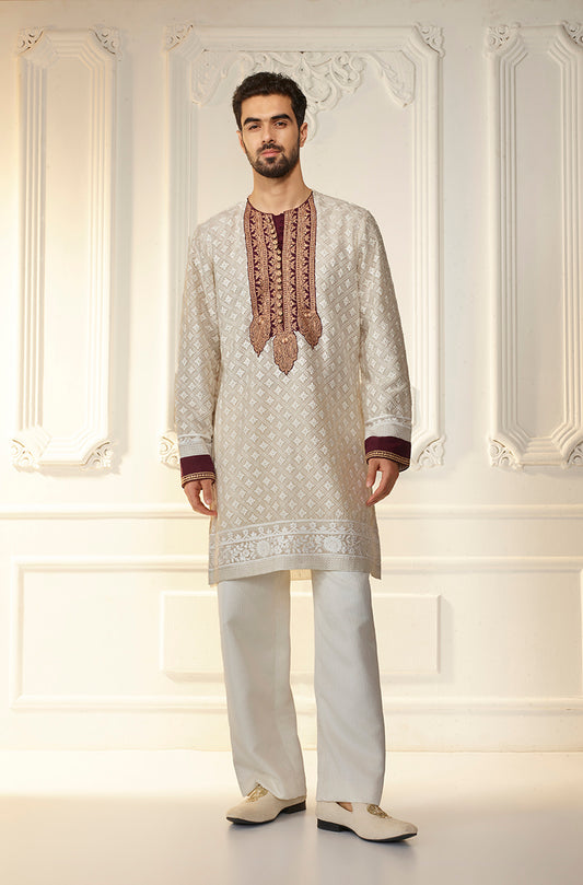 Ivory Threadwork Kurta Set