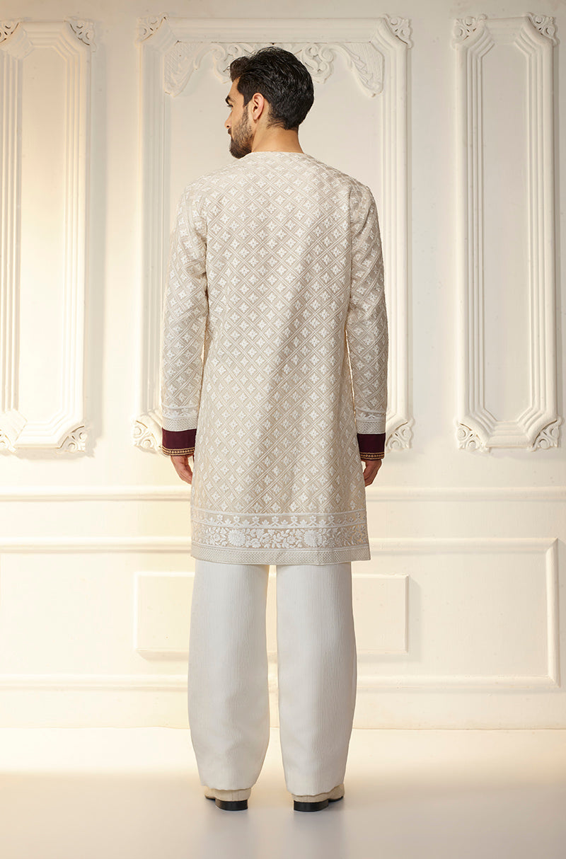 Ivory Threadwork Kurta Set