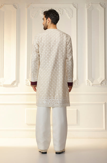 Ivory Threadwork Kurta Set