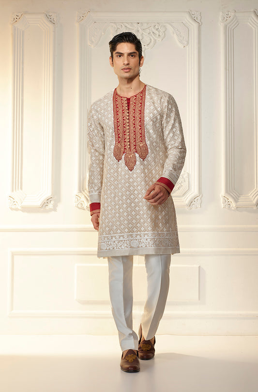 Ivory Threadwork Kurta Set