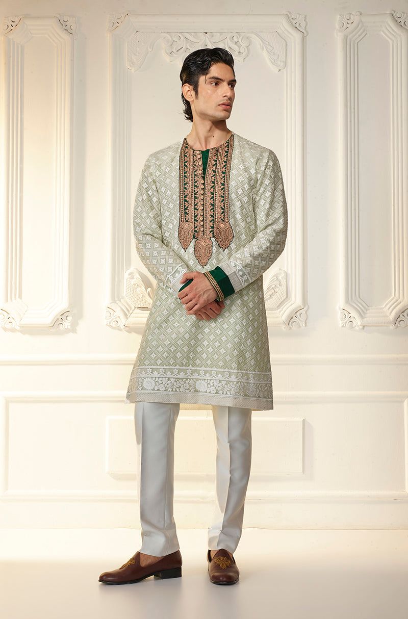 Mint Green Threadwork Kurta Set