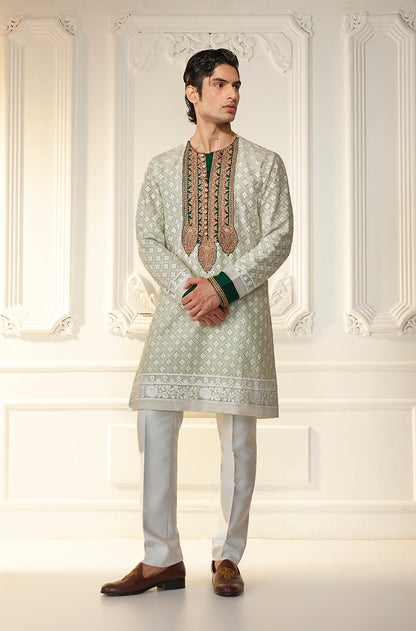 Mint Green Threadwork Kurta Set