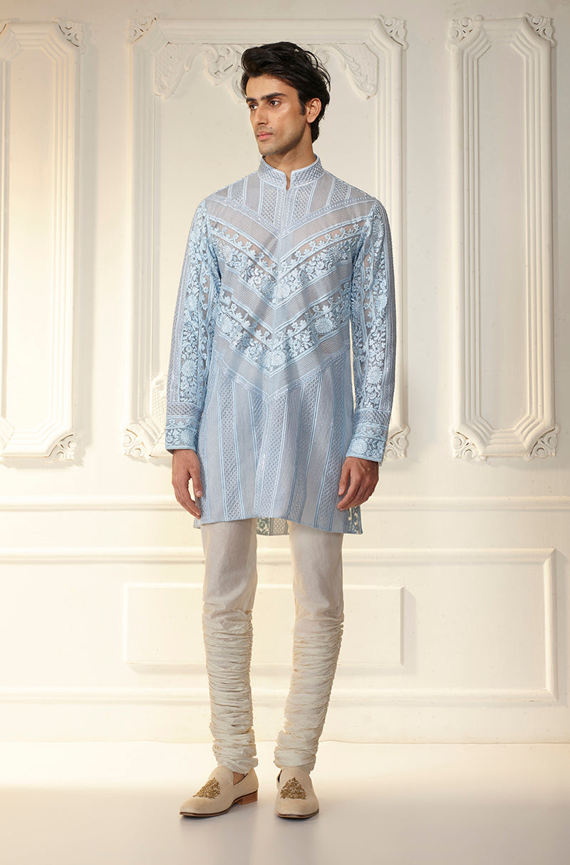 Powder Blue Threadwork Kurta Set