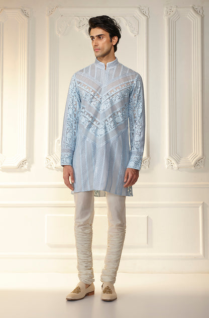 Powder Blue Threadwork Kurta Set
