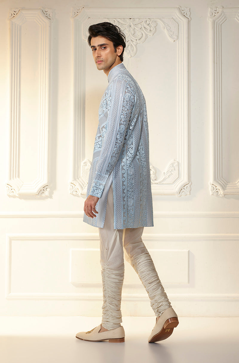 Powder Blue Threadwork Kurta Set