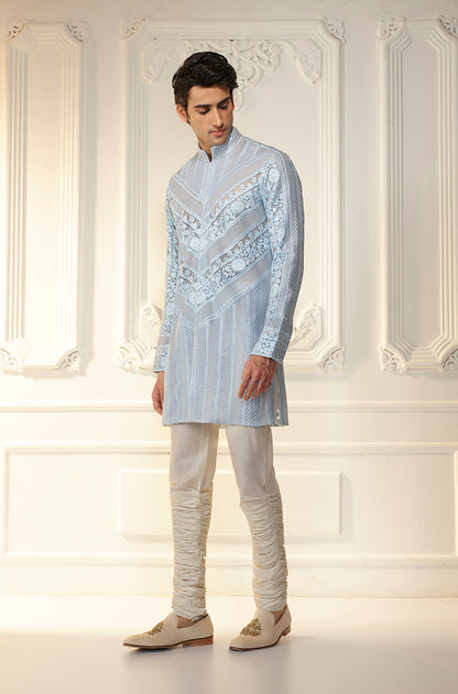 Powder Blue Threadwork Kurta Set