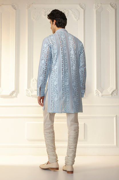 Powder Blue Threadwork Kurta Set