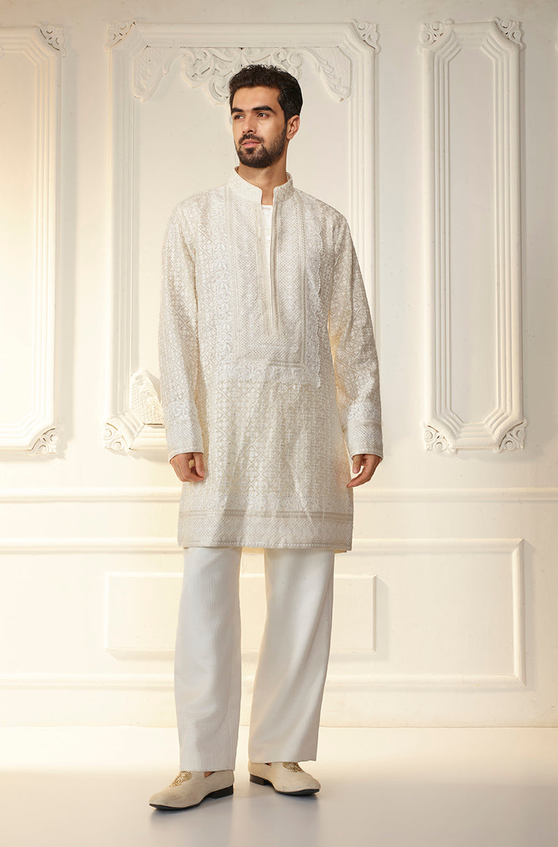 Ivory Threadwork Kurta Set