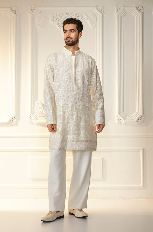 Ivory Threadwork Kurta Set