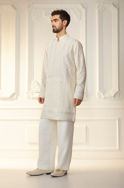 Ivory Threadwork Kurta Set
