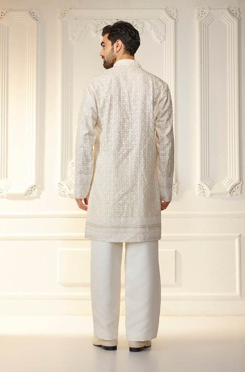 Ivory Threadwork Kurta Set