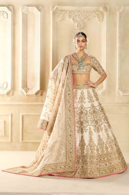 Ivory Embroidered Lehenga Set