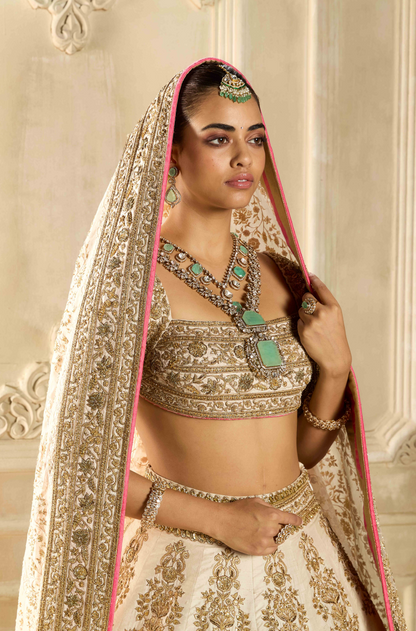 Ivory Embroidered Lehenga Set