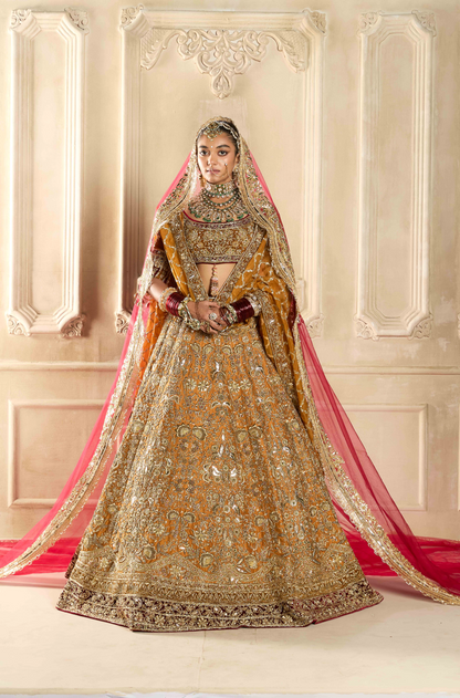 Mustard Embroidered Lehenga Set