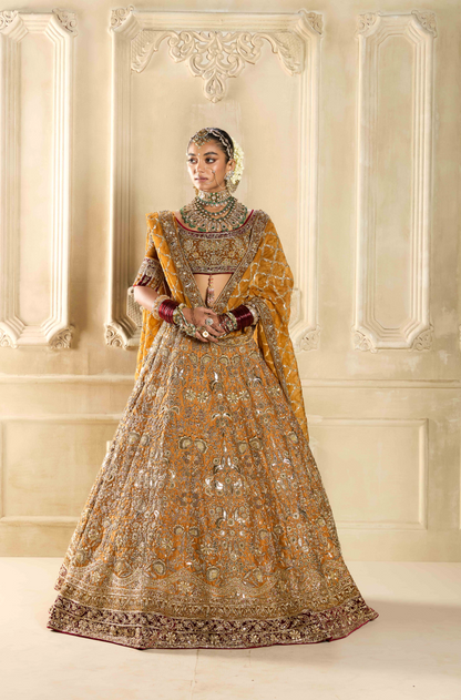 Mustard Embroidered Lehenga Set