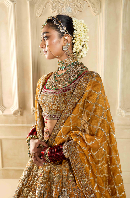 Mustard Embroidered Lehenga Set