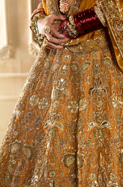 Mustard Embroidered Lehenga Set
