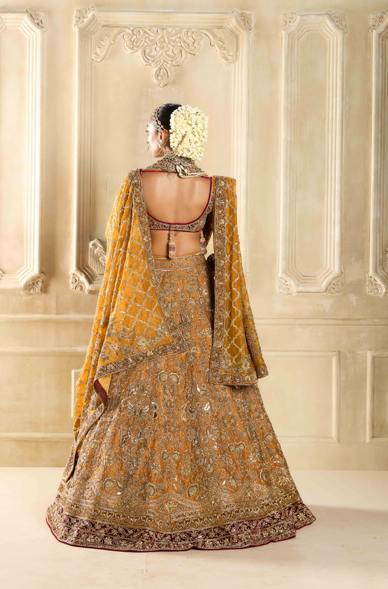 Mustard Embroidered Lehenga Set