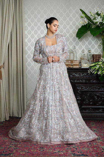 Grey Net Taban Embroidered Lehenga Set