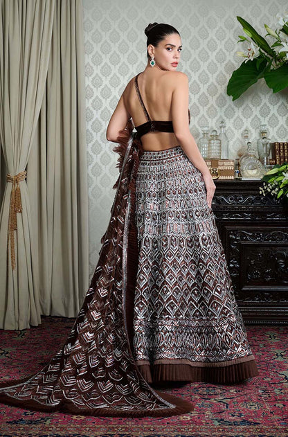 Brown Sequin & Taban Embroidered Lehenga Set
