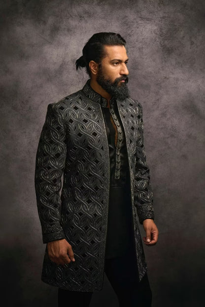 Vicky Kaushal in our Grey Embroidered Sherwani Set