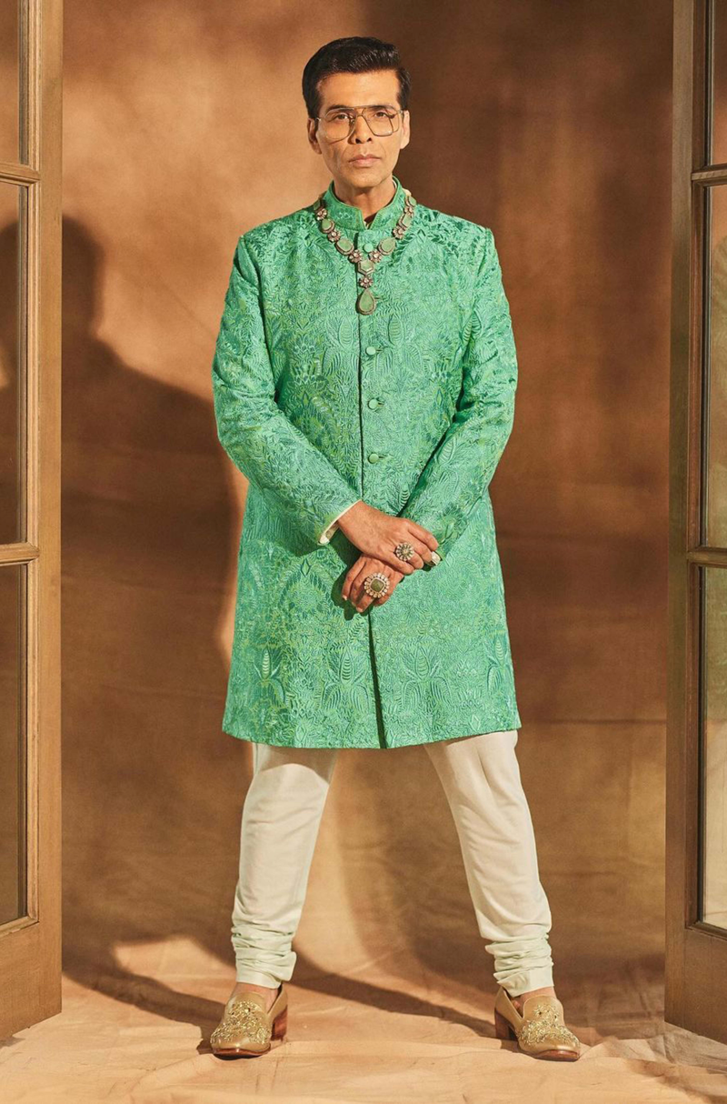Karan Johar in our Sea Green Embroidered Sherwani Set