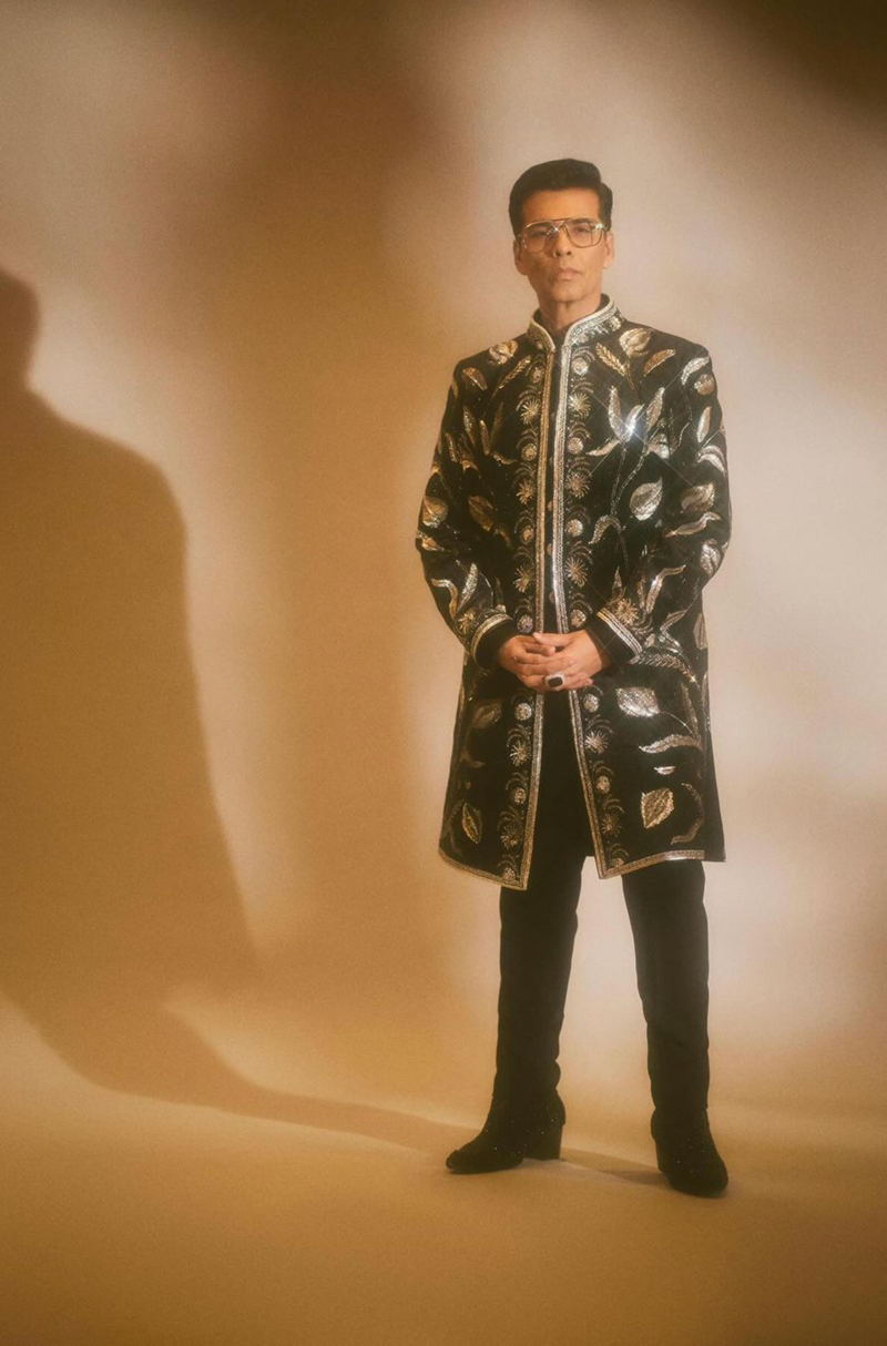 Karan Johar in our Black Embroidered Sherwani Set