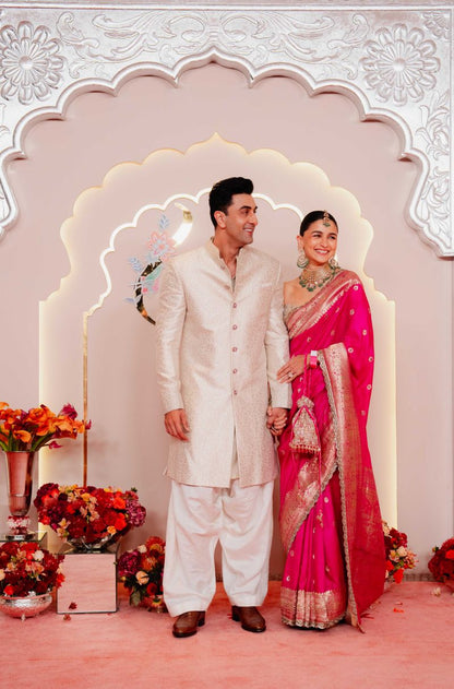 Ranbir Kapoor in our Beige Brocade Sherwani Set