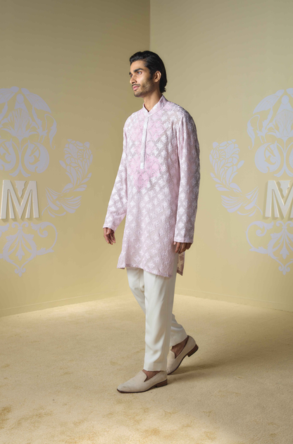 Baby Pink Kashmiri Embroidered Kurta Set
