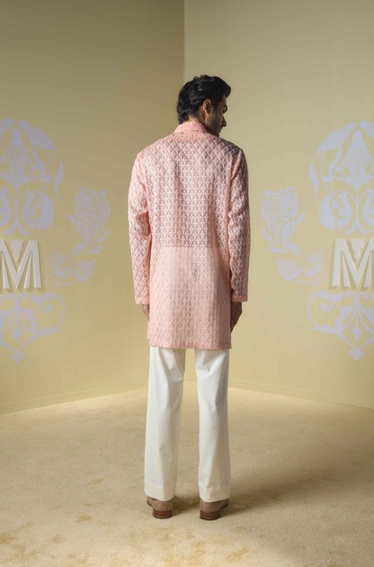 Peach Kashmiri Embroidered Kurta Set