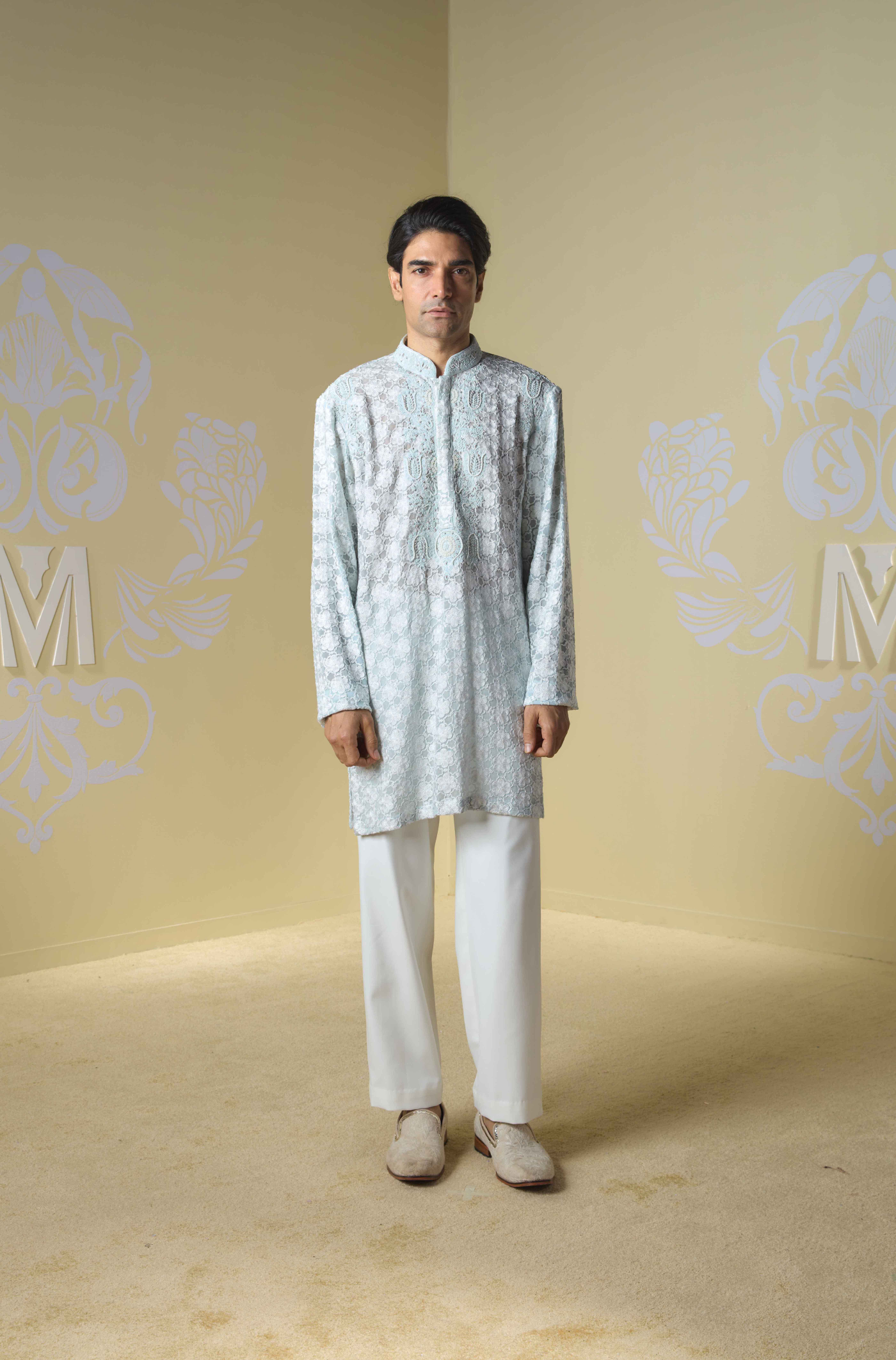 Sky Blue Kashmiri Embroidered Kurta Set