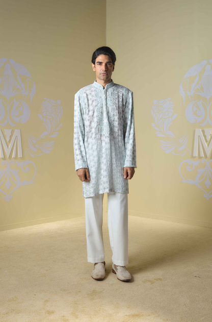 Sky Blue Kashmiri Embroidered Kurta Set