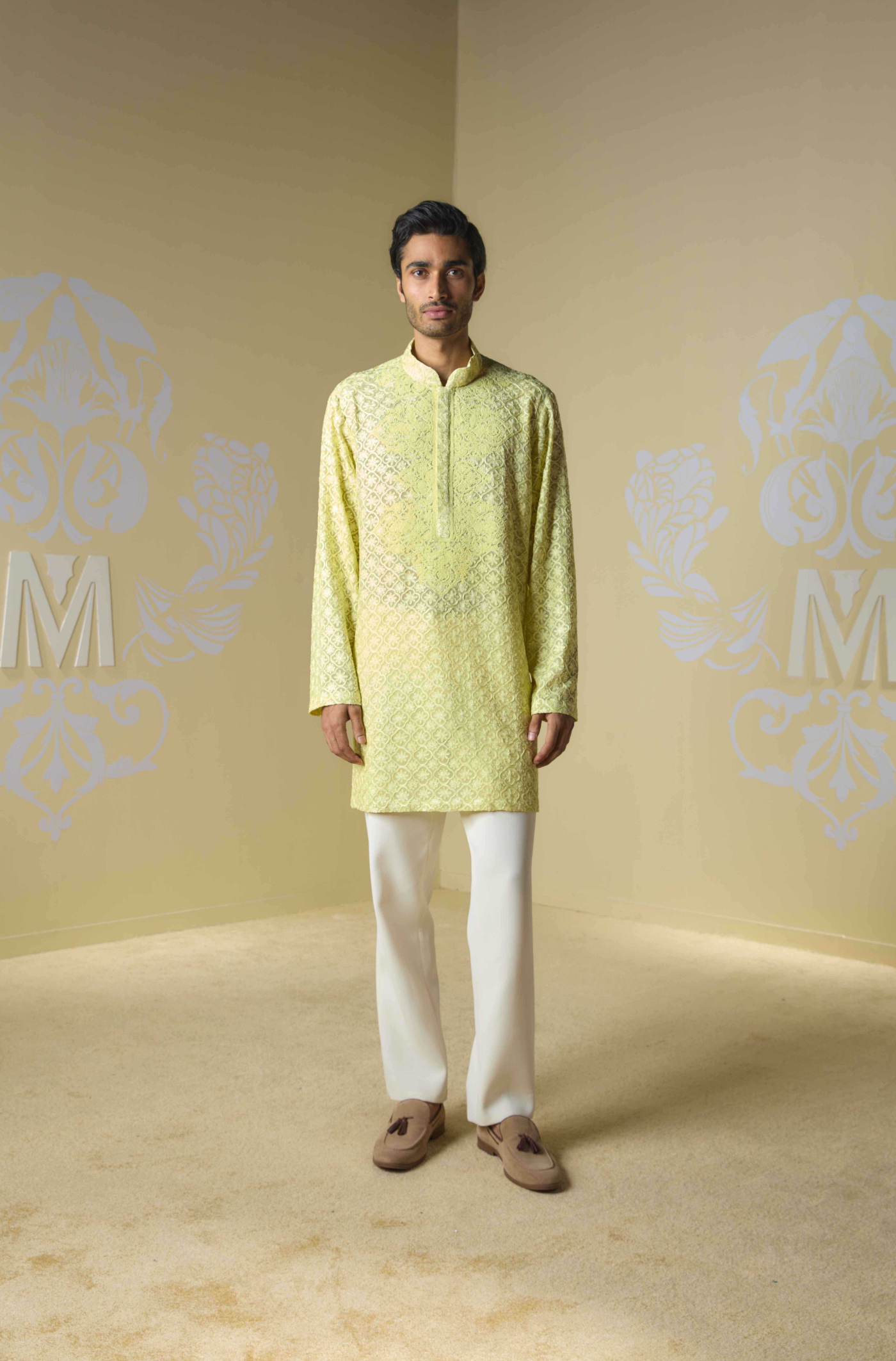 Yellow Kashmiri Embroidered Kurta Set