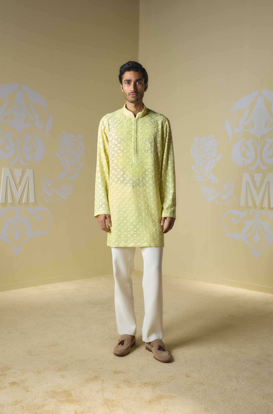 Yellow Kashmiri Embroidered Kurta Set