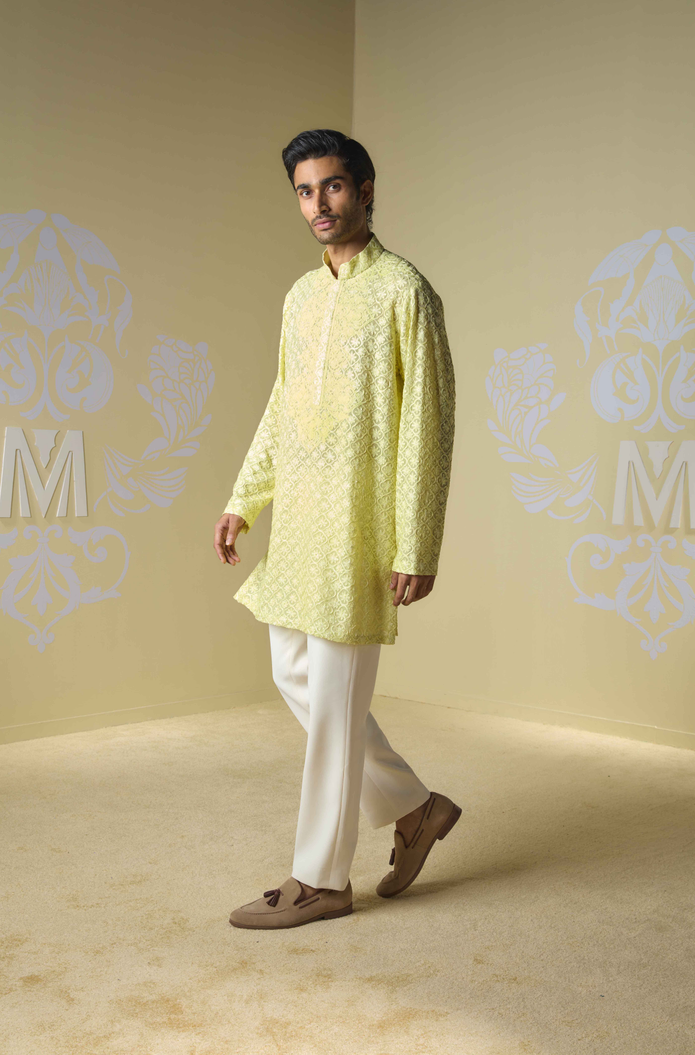 Yellow Kashmiri Embroidered Kurta Set