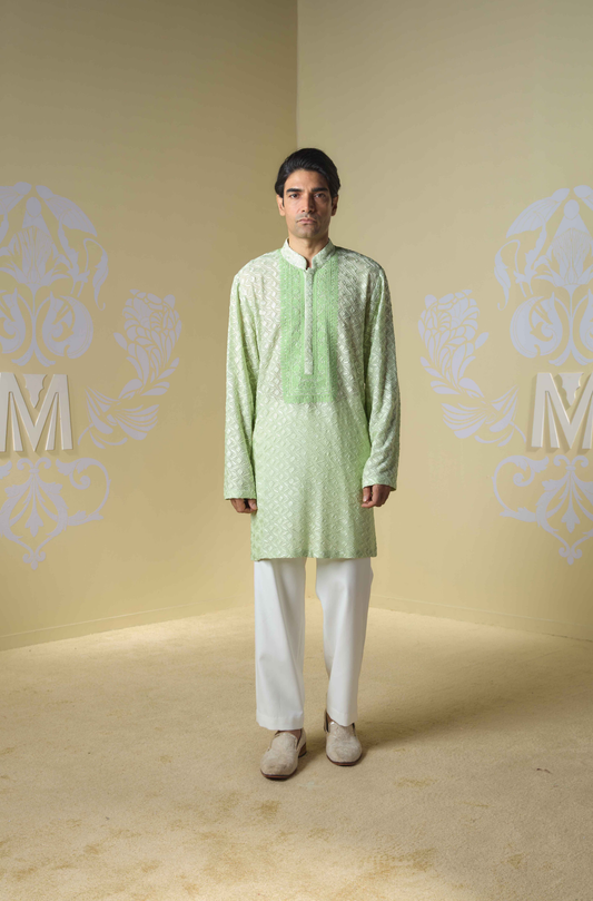 Mint Green Kashmiri Embroidered Kurta Set