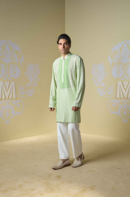 Mint Green Kashmiri Embroidered Kurta Set