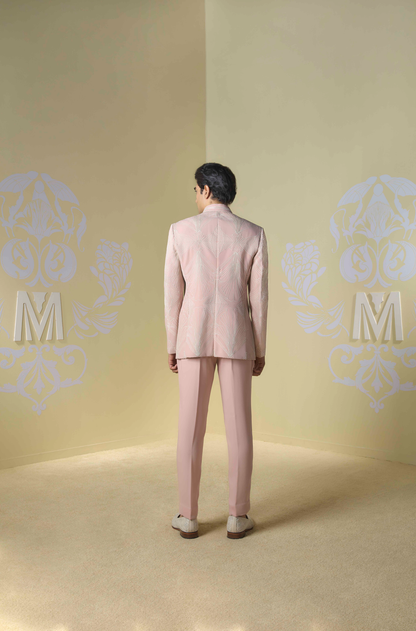 Blush Pink Embroidered Bandhgala Set