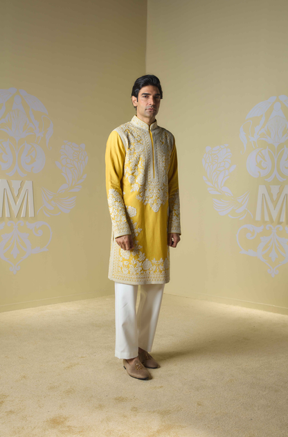 Yellow Dori Embroidered Kurta Set