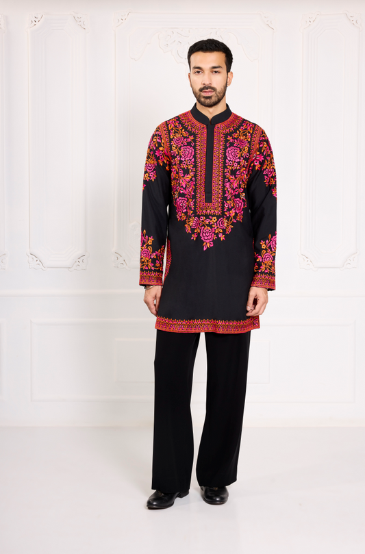 Black Resham Embroidered Kurta Set