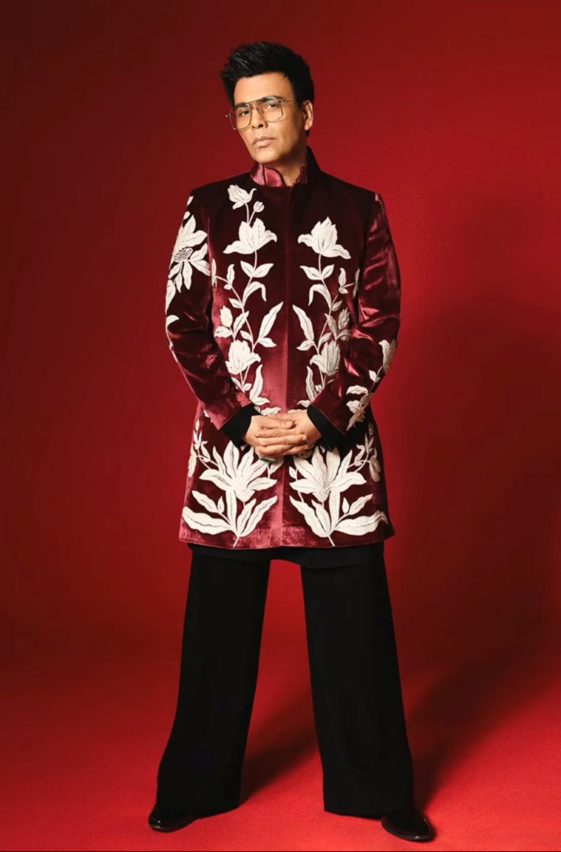 Karan Johar in our Maroon Velvet Sherwani Set
