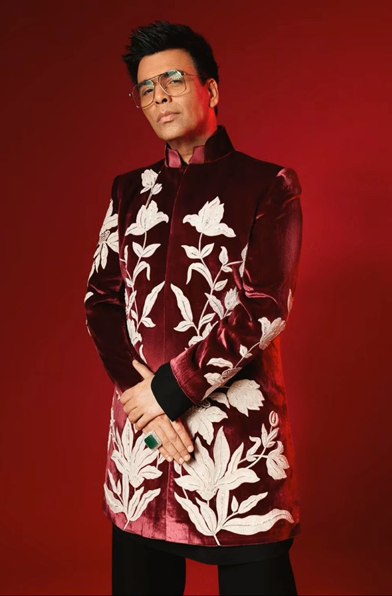 Karan Johar in our Maroon Velvet Sherwani Set