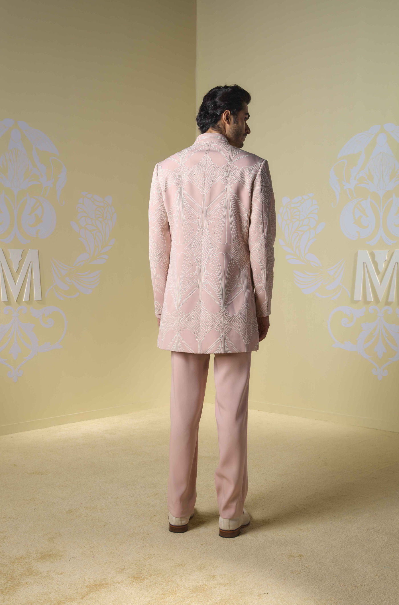 Blush Pink Embroidered Sherwani Set