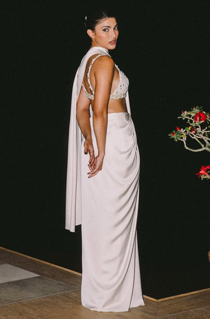 Alizeh in our Ivory Stitched Saree Set