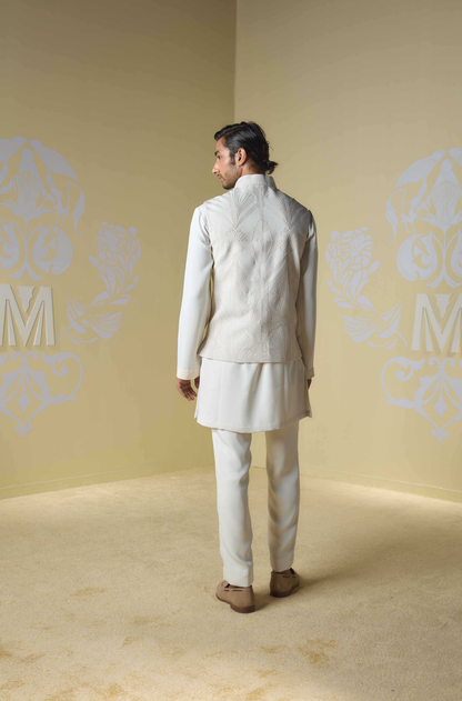 Ivory Embroidered Bundi Set