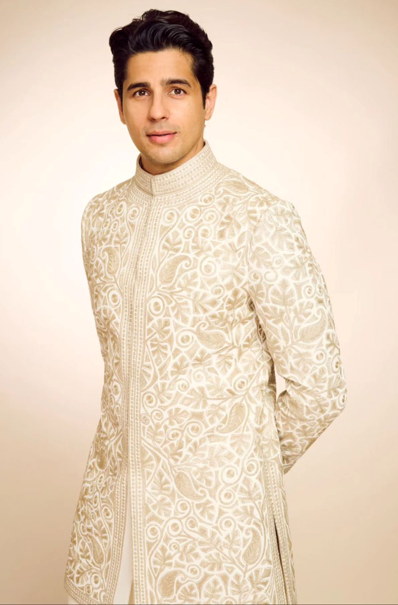 Sidharth Malhotra in our Ivory Embroidered Sherwani Set