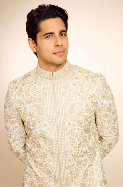 Sidharth Malhotra in our Ivory Embroidered Sherwani Set