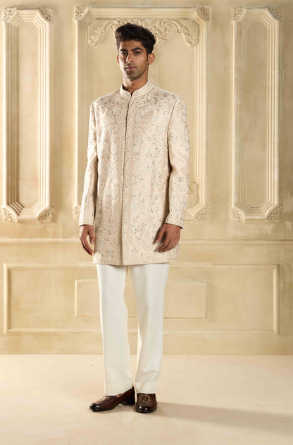 Light Beige Thread Work Sherwani Set