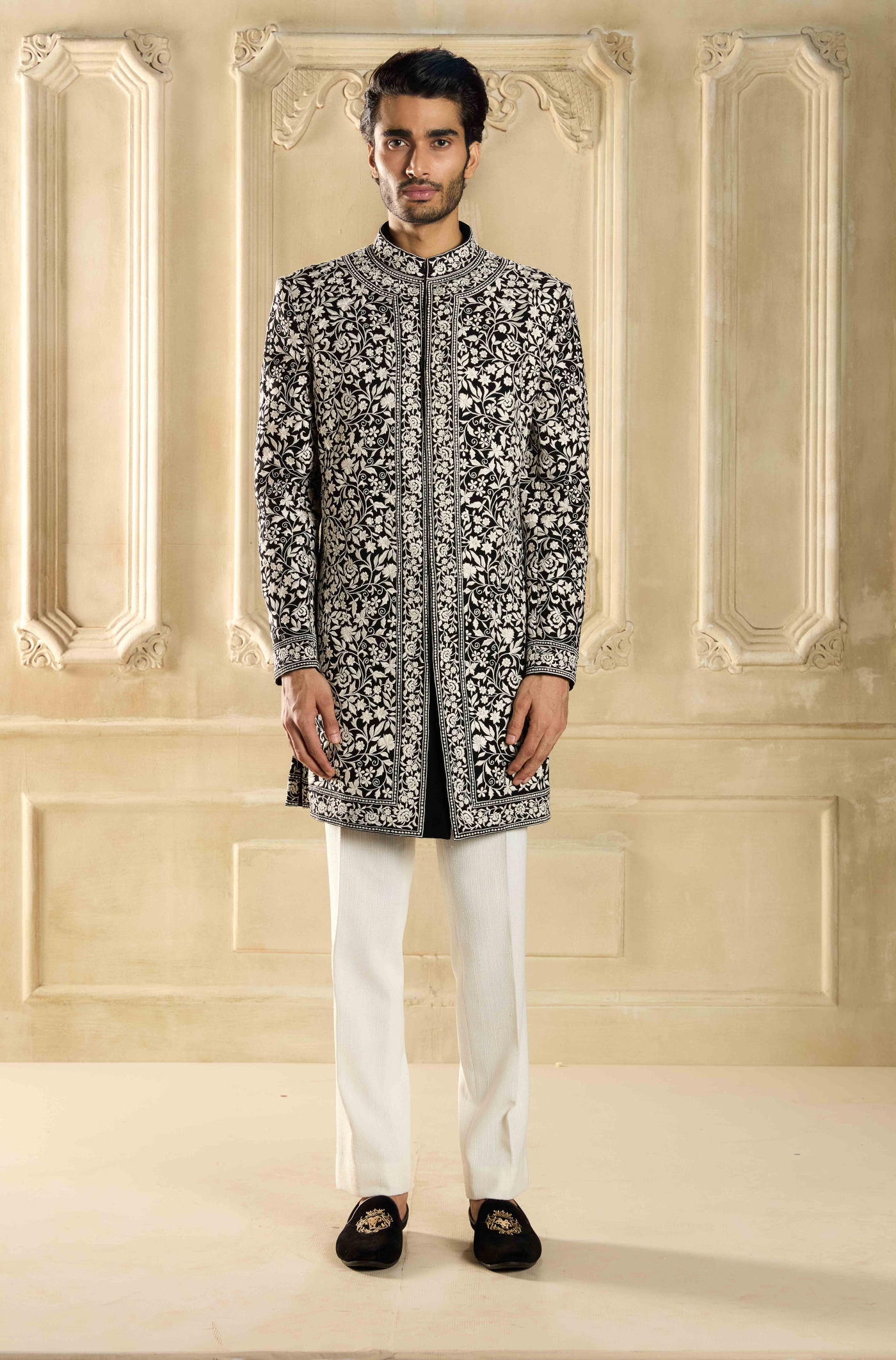 Black Ivory Embroidered Sherwani Set